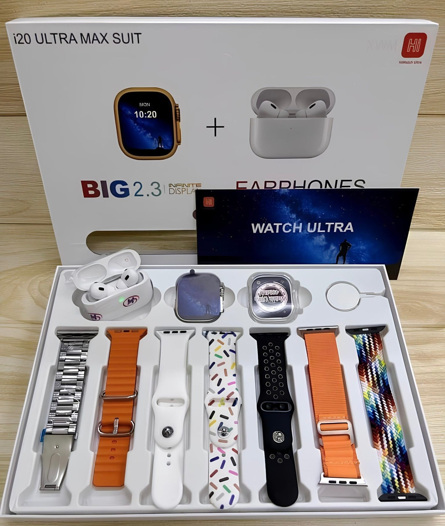 i20 Ultra Max Suit Smart Watch “7 Straps, 1 Earphone and 1 Protective Case”