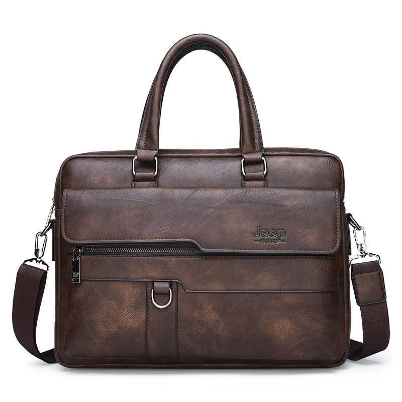 JEEP BULUO MEN'S LEATHER LAPTOP BRIEFCASE HANDBAG-GENUINE LEATHER BUSINESS OFFICE COLLEGE TRAVEL BAG