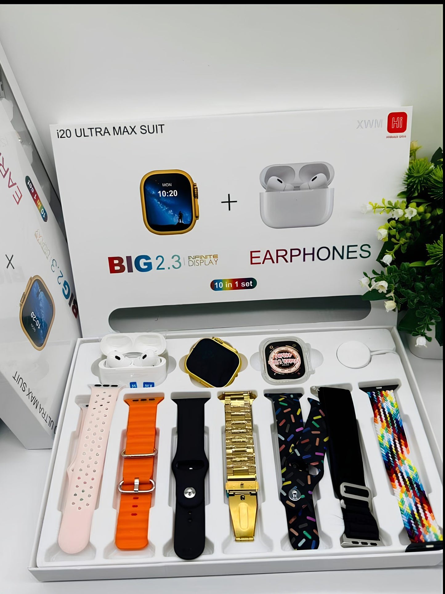 i20 Ultra Max Suit Smart Watch “7 Straps, 1 Earphone and 1 Protective Case”