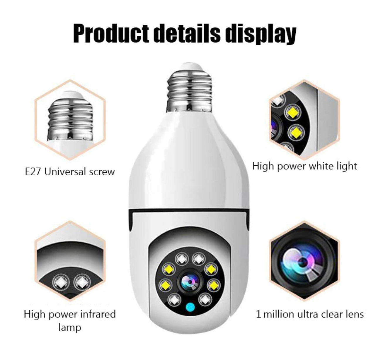 Light bulb security hidden camera 360°