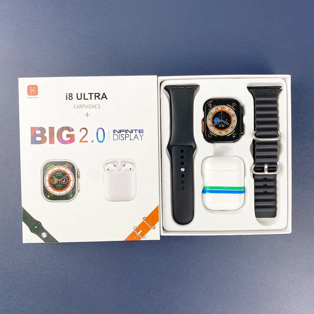 i8 ULTRA SMARTWATCH WITH “2 STRAPS AND BLUETOOTH EARPHONE”