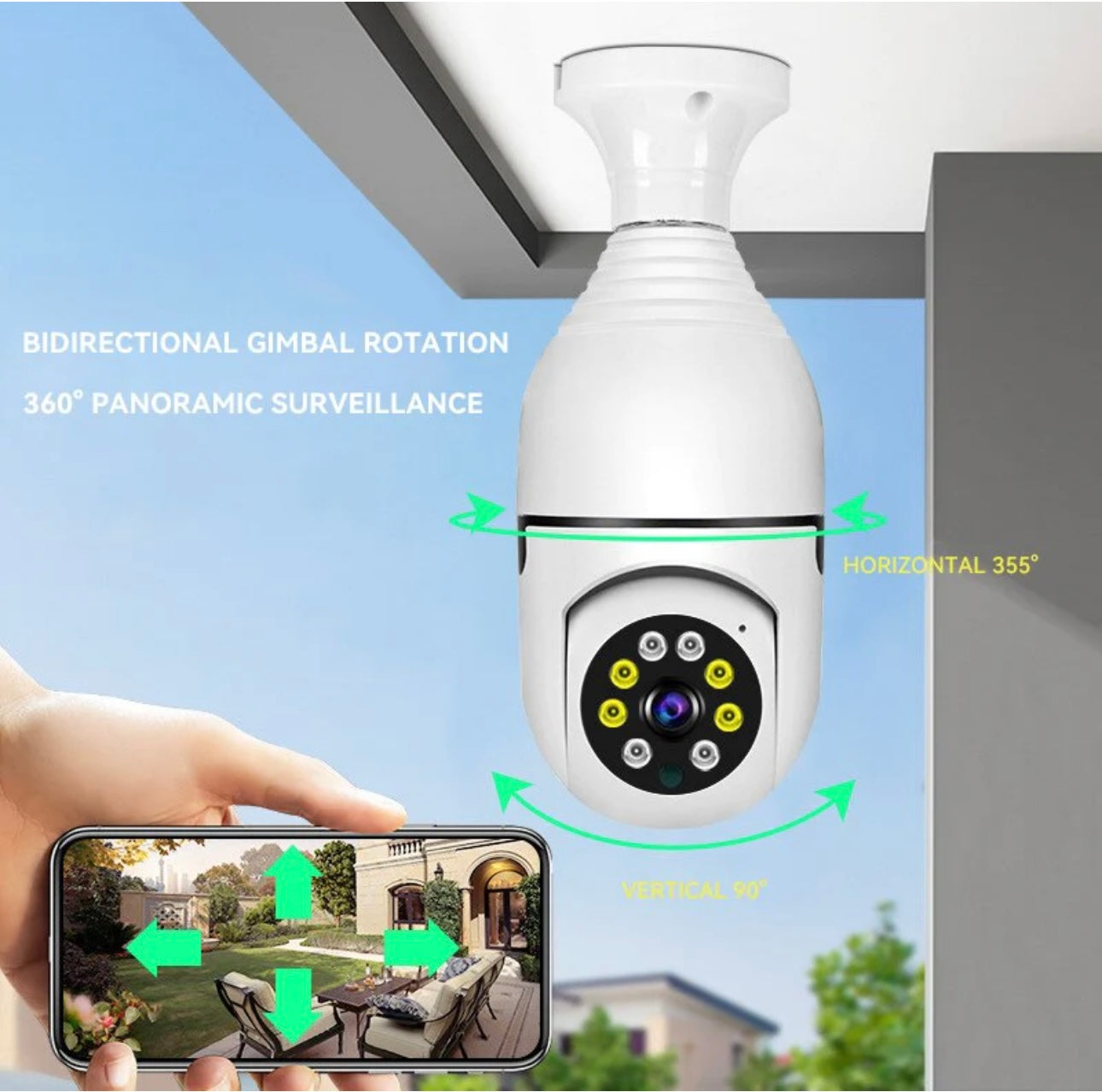 Light bulb security hidden camera 360°