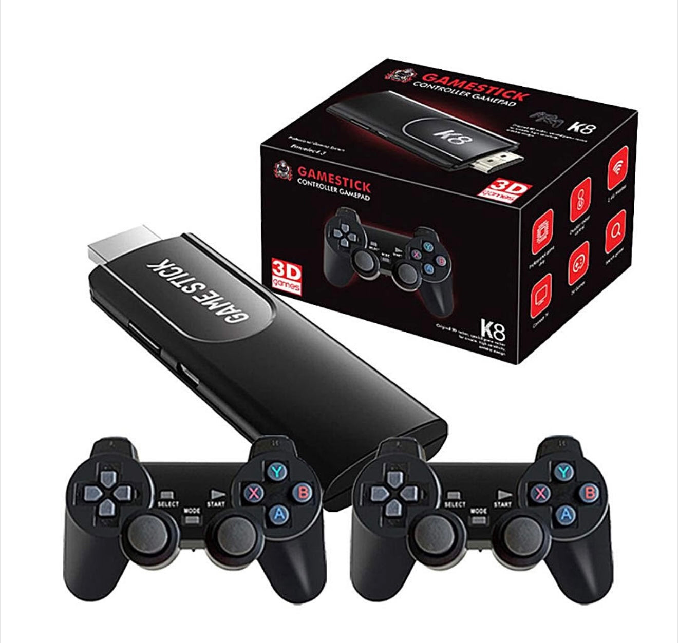 GAME STICK 4K HIGH DEFINITION HDMI 40000+ GAMES, 2.4G WIRELESS CONTROLLERS FOR TV