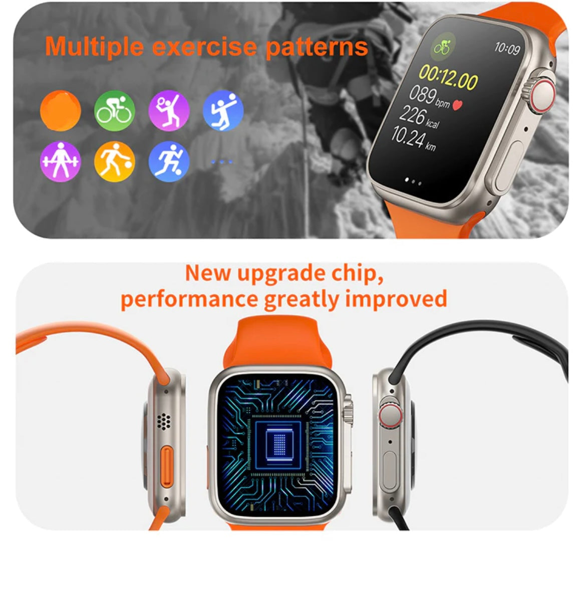 i8 ULTRA SMARTWATCH WITH “2 STRAPS AND BLUETOOTH EARPHONE”