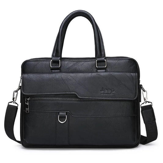 JEEP BULUO MEN'S LEATHER LAPTOP BRIEFCASE HANDBAG-GENUINE LEATHER BUSINESS OFFICE COLLEGE TRAVEL BAG