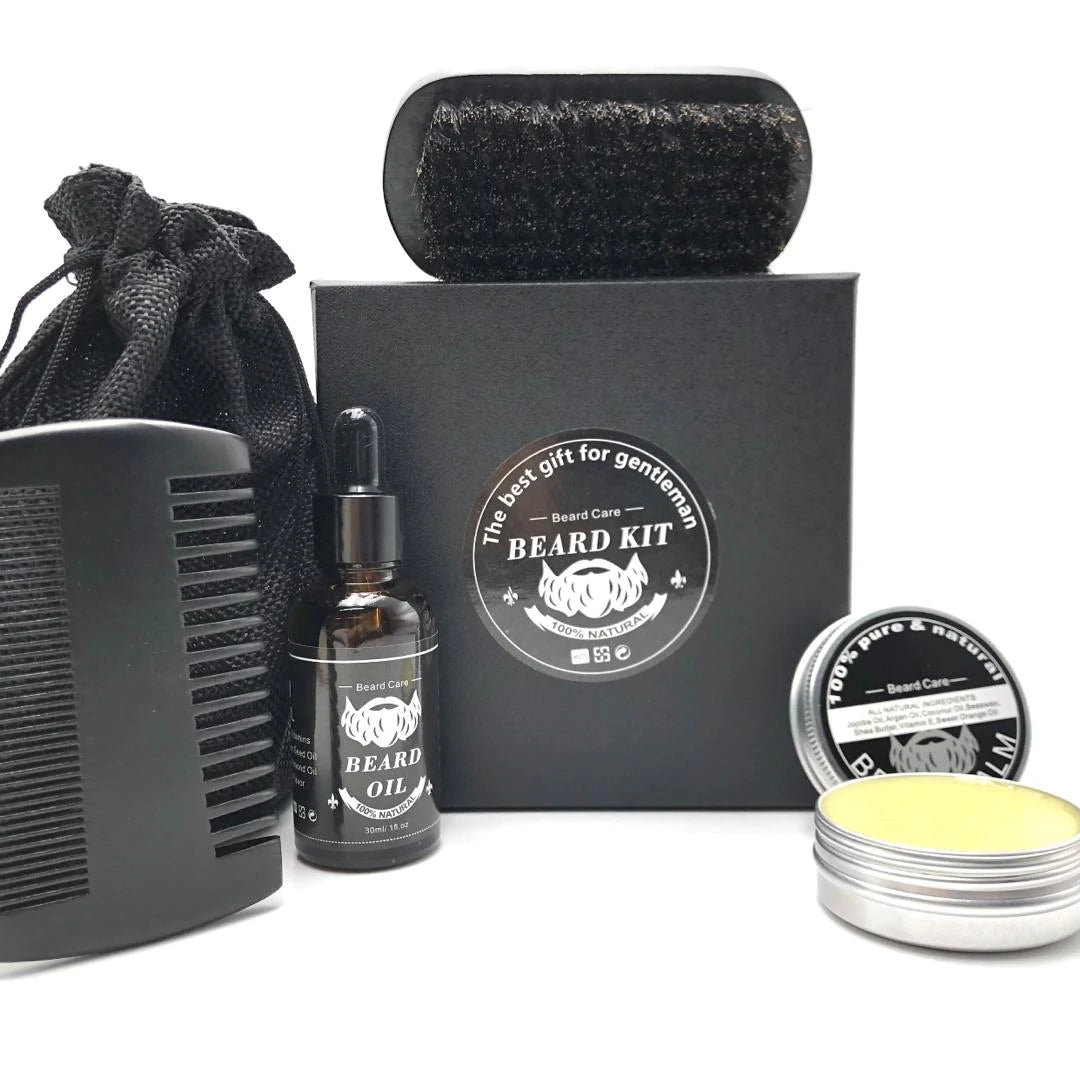 BEARD CARE GROWTH KIT, BEARD OIL+ BEARD BALM+ BEARD COMB+ BEARD BRUSH, PERFECT GIFT FOR MEN