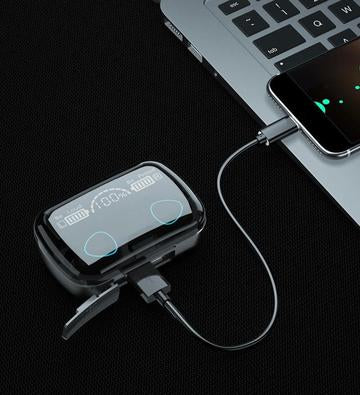 M10 WIRELESS BLUETOOTH, IMMERSIVE BASS, WATERPROOF HEADSETS, SENSOR TOUCH, POWER BANK, NOISE REDUCTION, PORTABLE CHARGING CASE