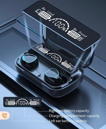 M10 WIRELESS BLUETOOTH, IMMERSIVE BASS, WATERPROOF HEADSETS, SENSOR TOUCH, POWER BANK, NOISE REDUCTION, PORTABLE CHARGING CASE