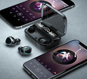 M10 WIRELESS BLUETOOTH, IMMERSIVE BASS, WATERPROOF HEADSETS, SENSOR TOUCH, POWER BANK, NOISE REDUCTION, PORTABLE CHARGING CASE
